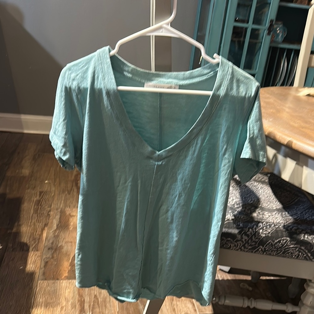 Altar'd State Teal V-Neck Short Sleeve Tee